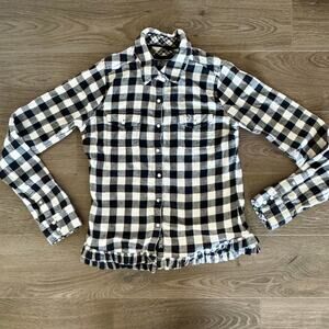 Y2K Victoria’s Secret Pink Buffalo Check Plaid Flannel Shirt XS/S Ruffle Cowgirl